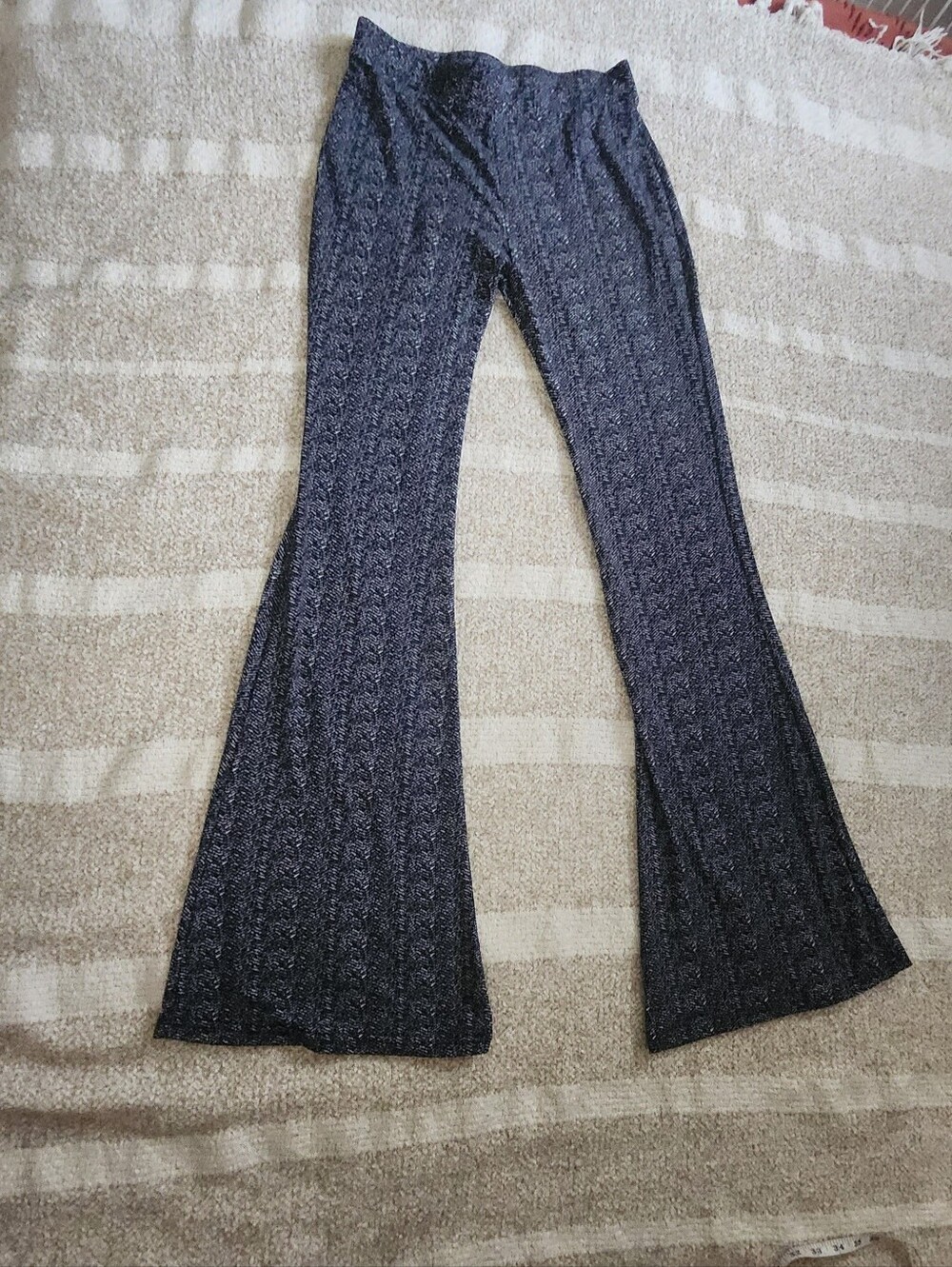shosho Metallic Black Boot-Cut Flare Pants
